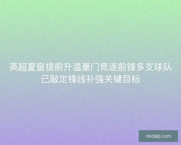 英超夏窗提前升温豪门竞逐前锋多支球队已敲定锋线补强关键目标 英超夏窗提前升温豪门竞逐前锋多支球队已敲定锋线补强关键目标